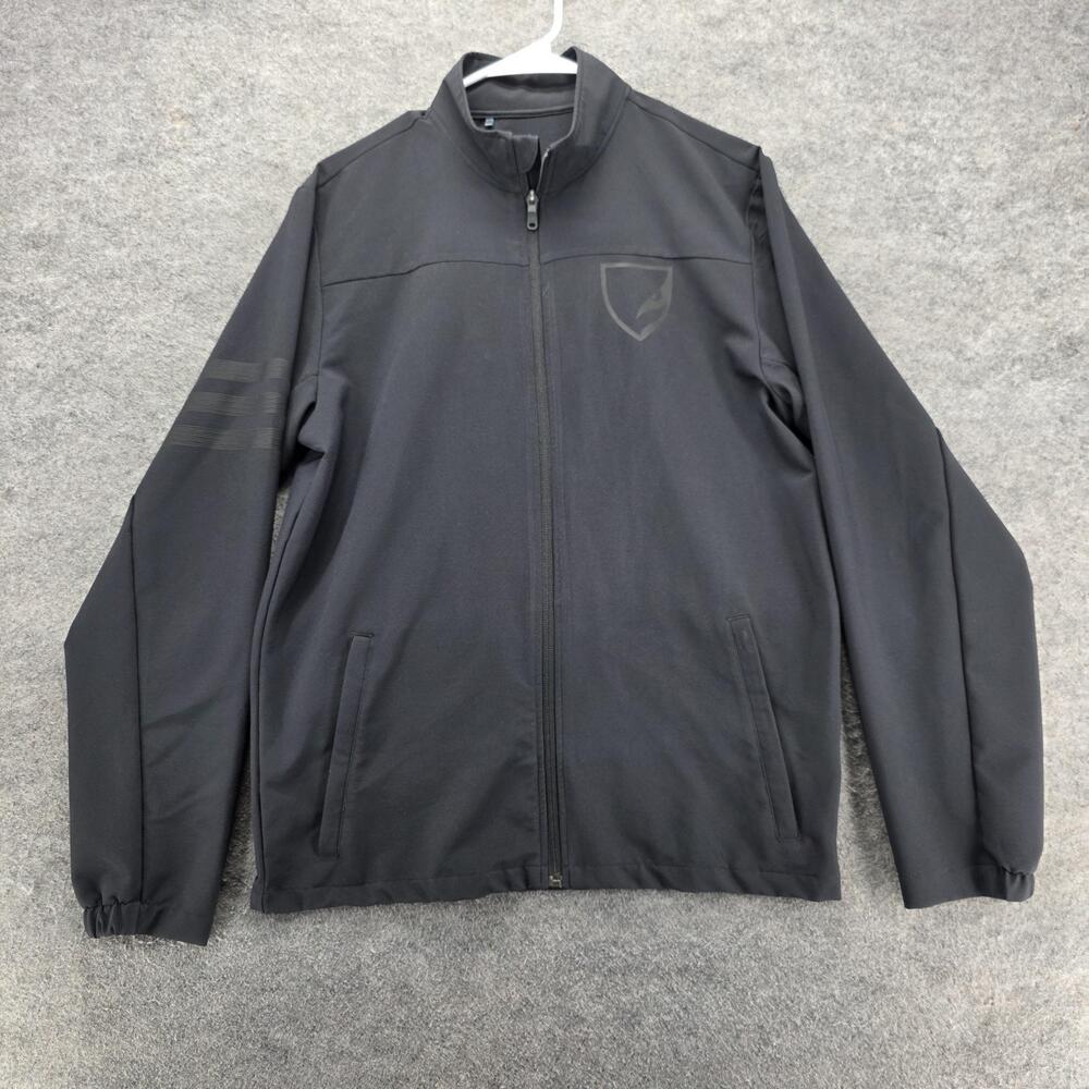 Adidas Track Jacket Mens S Black Full Zip Softshell Pockets Tagless Active